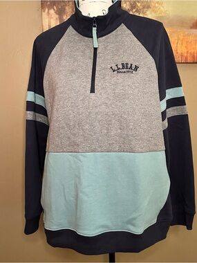 L.L. Bean Colorblock Quarter-Zip Sweatshirt
